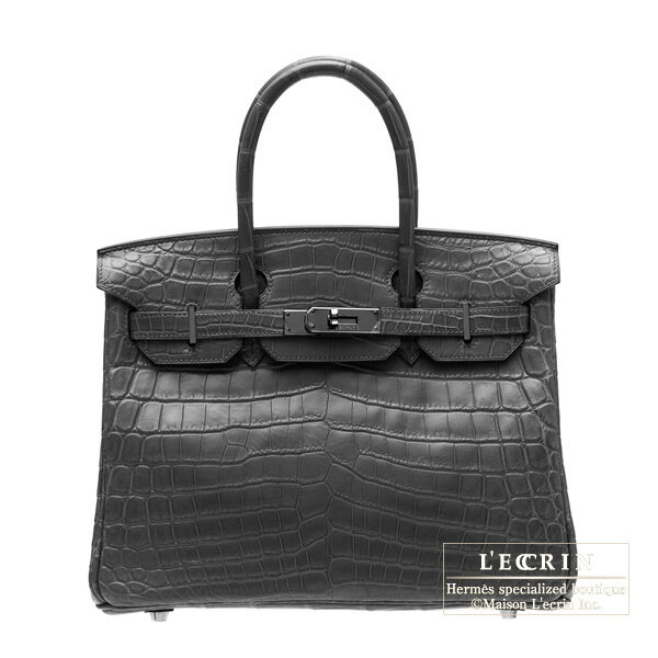 エルメス　ソーブラック バーキン30　ブラック　クロコダイル　アリゲーターマット　ブラック金具　【Luxury Brand Selection】　Hermes So-black Birkin bag 30　Black Matt alligator crocodile skin　Black hardwareのサムネイル