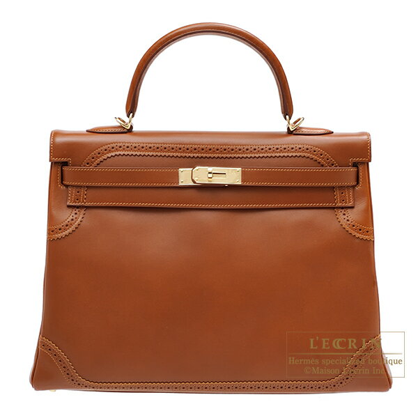 エルメス　ケリーギリーズ35/内縫い　フォーブ　タデラクト　シャンパンゴールド金具　HERMES　Kelly Ghillies bag 35　Retourne　Fauve　Tadelakt leather　Champagne gold hardware