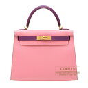 エルメス　パーソナルケリー28/外縫い　ローズコンフェッティ/アネモネ　ヴォーエプソン　ゴールド金具　HERMES　Personal Kelly bag 28　Sellier　Rose confetti/Anemone　Epsom leather　Gold hardware