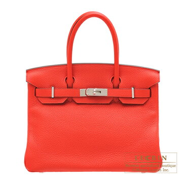 エルメス　バーキン30　ルージュトマト　トリヨンクレマンス　シルバー金具　HERMES　Birkin bag 30　Rouge tomate　Clemence leather　Silver hardware