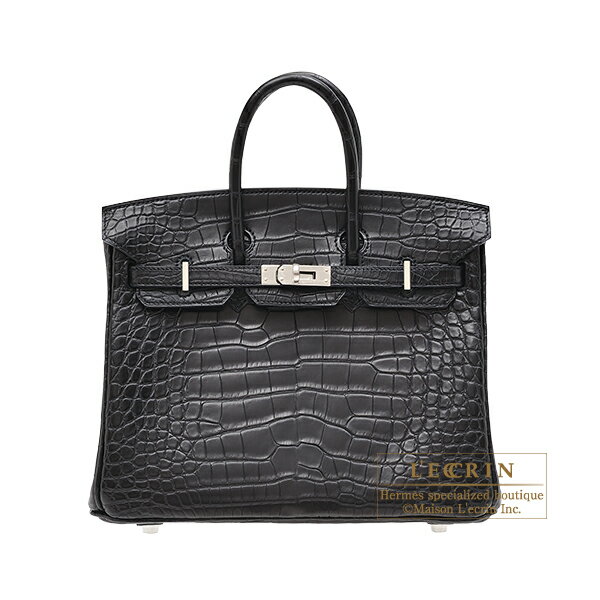エルメス　バーキン25　ブラック　クロコダイル　アリゲーターマット　シルバー金具　HERMES　Birkin bag 25　Black　Matt alligator crocodile skin　Silver hardwareのサムネイル