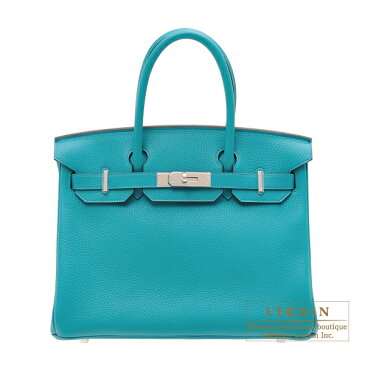 エルメス　バーキン30　ブルーパオン　トリヨンクレマンス　シルバー金具　HERMES　Birkin bag 30　Blue paon　Clemence leather　Silver hardware