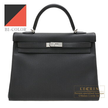 エルメス　パーソナルケリー35/内縫い　ブラック/カプシーヌ　トゴ　シルバー金具　HERMES　Personal Kelly bag 35　Retourne　Black/Capucine　Togo leather　Silver hardware