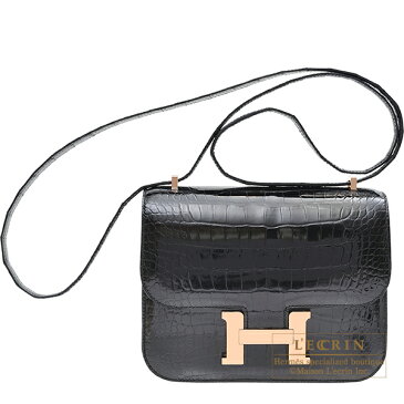 エルメス　コンスタンスミニ　ブラック　クロコダイル　アリゲーター　ローズゴールド金具HERMES　Constance mini　Black　Alligator　crocodile skin　Rose gold hardware