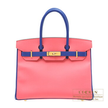 エルメス　パーソナルバーキン30　ローズアザレ/ブルーエレクトリック　ヴォーエプソン　ゴールド金具　HERMES　Personal Birkin bag 30　Rose azalee/Blue electric　Epsom leather　Gold hardware