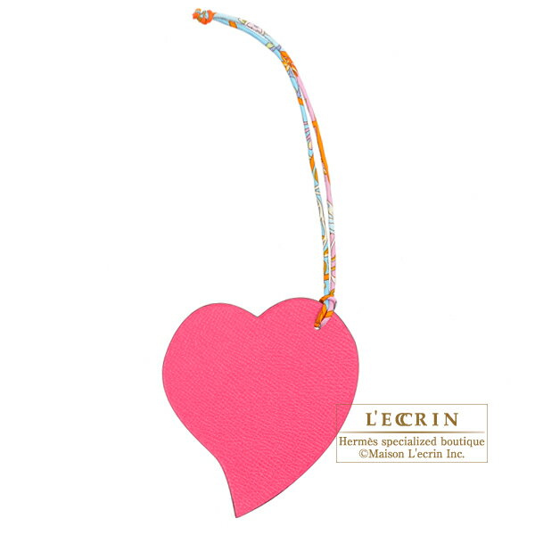 エルメス　プティアッシュGM　ハート　ショッキングピンク/ブラウン　カーフ/シルク　HERMES　Petit H GM　Heart Charm　Shocking pink/Brown　Calf/Silkのサムネイル