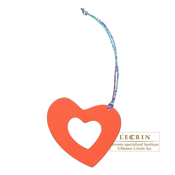 エルメス　プティアッシュGM　ハートチャーム　オレンジレッド/ブルーグリーン　カーフ/シルク　HERMES　Petit H GM　Heart Charm　Orange red/Blue green　Calf/Silkのサムネイル