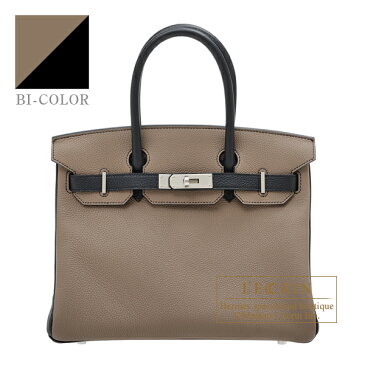 エルメス　パーソナルバーキン30　エトゥープ/ブラック　トゴ　ゴールド金具HERMES　Personal Birkin bag 30　Etoupe grey/Black　Togo leather　Gold hardware