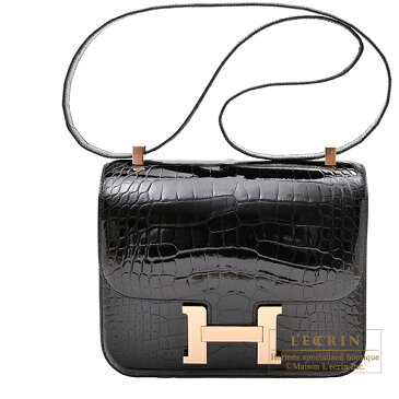 エルメス　コンスタンス24　ブラック　クロコダイル　アリゲーター　ローズゴールド金具HERMES　Constance 24　Black　Alligator　crocodile skin　Rose gold hardware