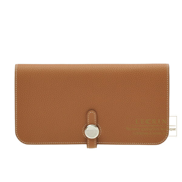 エルメス　ドゴンロング　ゴールド　トゴ　シルバー金具　HERMES　Dogon Long　Gold　Togo leather　Silver hardware