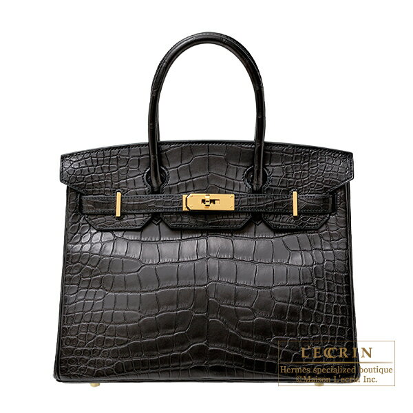 エルメス　バーキン30　ブラック　クロコダイル　アリゲーターマット　ゴールド金具　HERMES　Birkin bag 30　Black　Matt alligator crocodile skin　Gold hardware