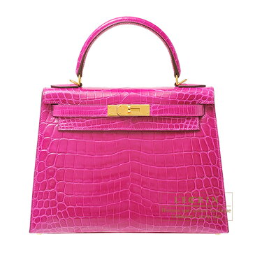 エルメス　ケリー28/外縫い　ローズシェヘラザード　クロコダイル　ニロティカス　ゴールド金具　HERMES　Kelly bag 28　Sellier　Rose scheherazade　Niloticus crocodile skin　Gold hardware