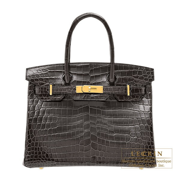 エルメス　バーキン30　グラファイト　クロコダイル　ニロティカス　ゴールド金具　HERMES　Birkin bag 30　Graphite　Niloticus crocodile skin　Gold hardware