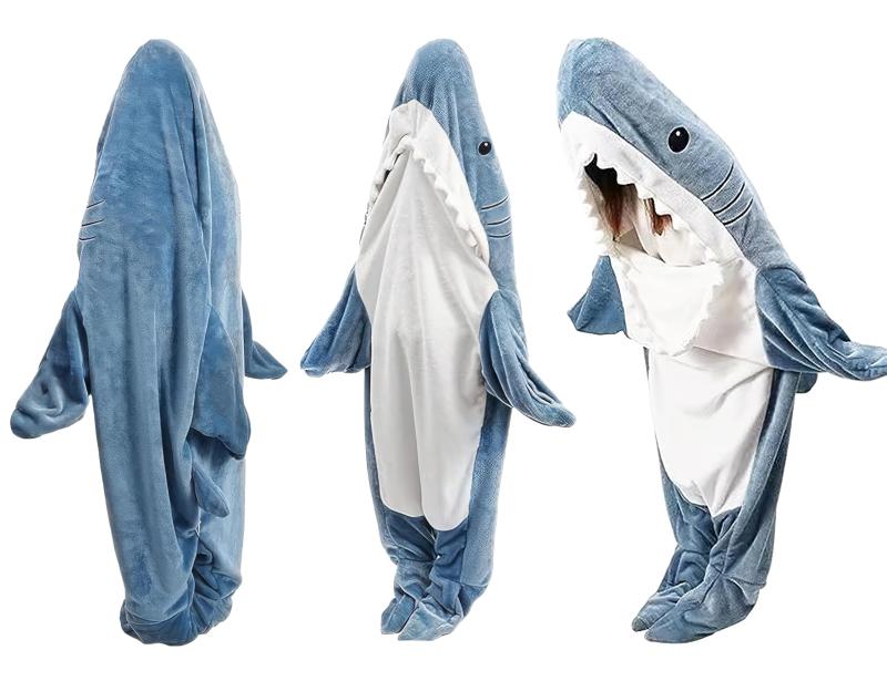 [GOKEI] サメ寝袋 寝袋 着ぐるみ パジャマ あたたかい フランネル サメブランケット サメ 着る毛布 ル..