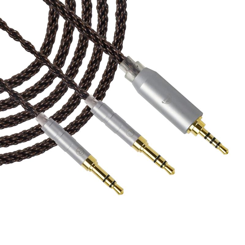 okcsc ZT8 ヘッドホンケーブル 両端3.5mm 交換ケーブル イヤホン・ヘッドホン用 8芯 純銅 SONY用 Hifiman用 HE4XX・HE-350・HE1000に適合 2.5mmバランス(4極)⇔3.5mmプラグ(3極)x2