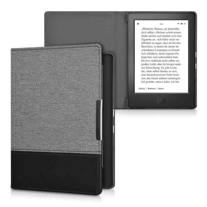 kwmobile Kobo Aura H2O Edition 1対応 ケース - キャンバス 電子書籍カバー - オートスリープ reader 保護ケース 対応