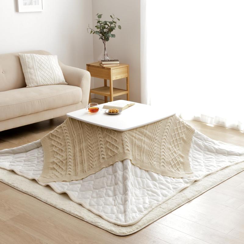乐天商城 - イケヒコ こたつ用サロン こたつ 上掛け カバー アラン 約130×130cm アクセント おしゃれ 北欧 こたつ布団カバー 正方形 洗える サロン 秋冬 ブランケット