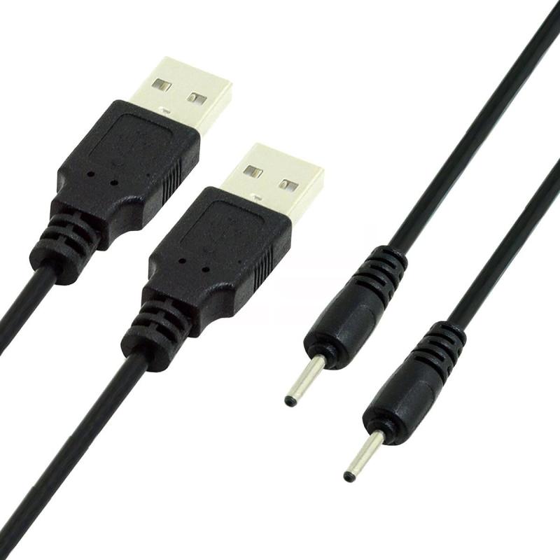 NFHK 2ピース/スロット USB 2.0オス・タイプA-5V DC電源ラウンドプラグケーブル 150cm 24AWG