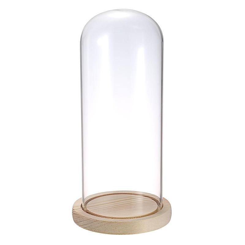 Sumnacon 透明ガラスドーム コレクションケース ガラスディスプレイケース 木製ベース ガラスカバー 透明なデスクトップ装飾ディスプレイ ミニ花束フィギュアディスプレイケース