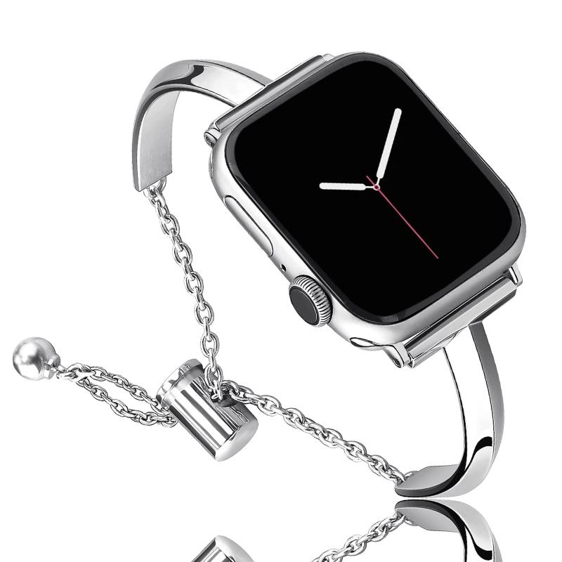 コンパチブルApple Watch 42mm 38mm 40mm 41mm バンド おしゃれ 優雅で華奢 超スリム ブレスレット 細い帯 女性向け ステンレス チェーン カザリ iWatch ストラップ 調整工具不要 アップルウォッチ Serie