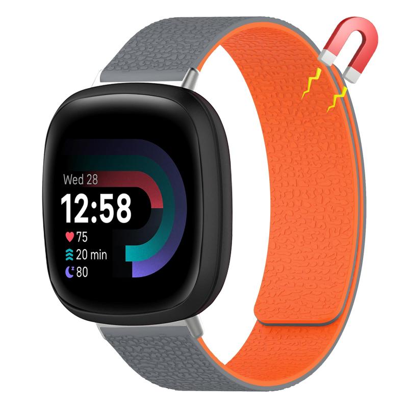 [AiiBowy] Fitbit Versa 4 / Versa 3 / Sense 2 / Sense 対応 バンド シリコン製 強力な磁気 両面吸着可能 弾力性 替えベルト フィットビット ヴァーサ 4 交換バンド 長さ調整可能 柔らかい 防水 防汗