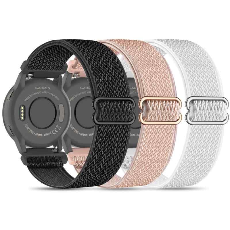 18mm/20mm/22mmガーミンバンドナイロン Garmin Venu 2s/ Venu 3S/Vivoactive 4s/Vivomove 3S/venu/venu sq対応,スポーツバンド 柔らかい ストラップ サイズ調節可能 ストラップ Gar