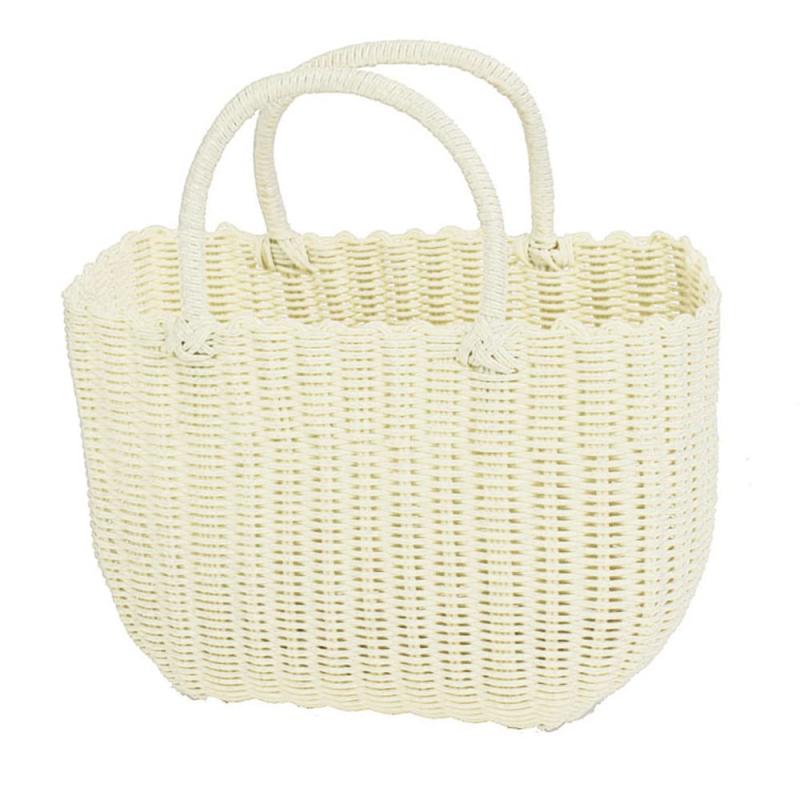 村田屋 ビニール製 カゴバッグ P.Pベージュバッグ 9674