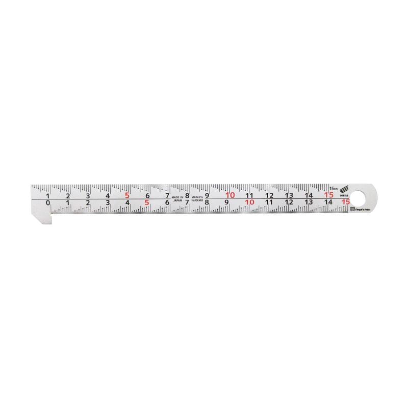 新潟精機(Niigataseiki) SK 日本製 フック付スケール 快段目盛 150mm 目盛上段1mm 下段0.5mピッチ HS-15KD