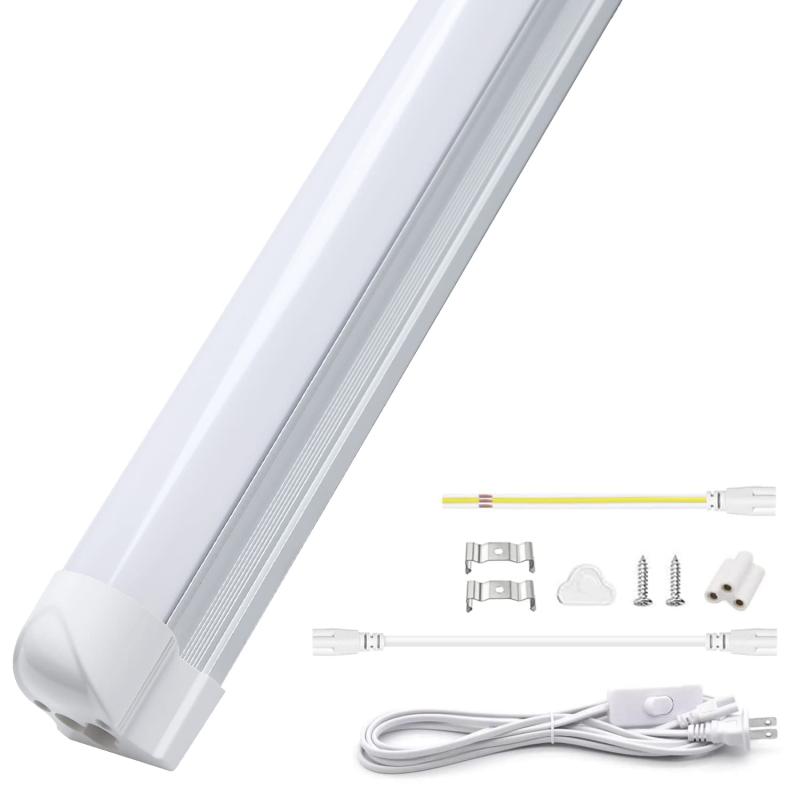 器具一体式led蛍光灯 20W形 直管 9.5W省エネ T8直感型 昼光色 高輝度1350LM 60cm 照明器具 ベースライト 高演色 連結コードスリム 天井 ガレージ 倉庫 キッチン 看板 作業補助灯 間接照明 工事不