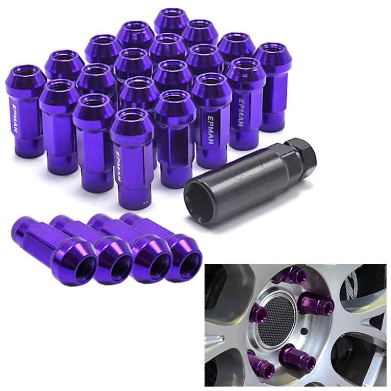 Wellvie classy ハイエース スチール ホイールナット M12×P1.5 紫 24個 ソケット付属 貫通 レーシング..