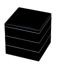 若泉漆器 3段重箱 5.5寸彩美重 黒マット天金(内黒) H-155-55A(3)