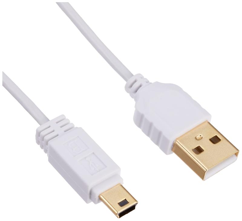 サンワサプライ 極細ミニUSBケーブル(ミニBタイプ・ホワイト)