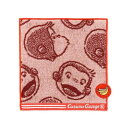 おさるのジョージ Curious George フェイス タオルハンカチ レッド 小さめ リボーンコットン フルフィーコットン 68-2070060