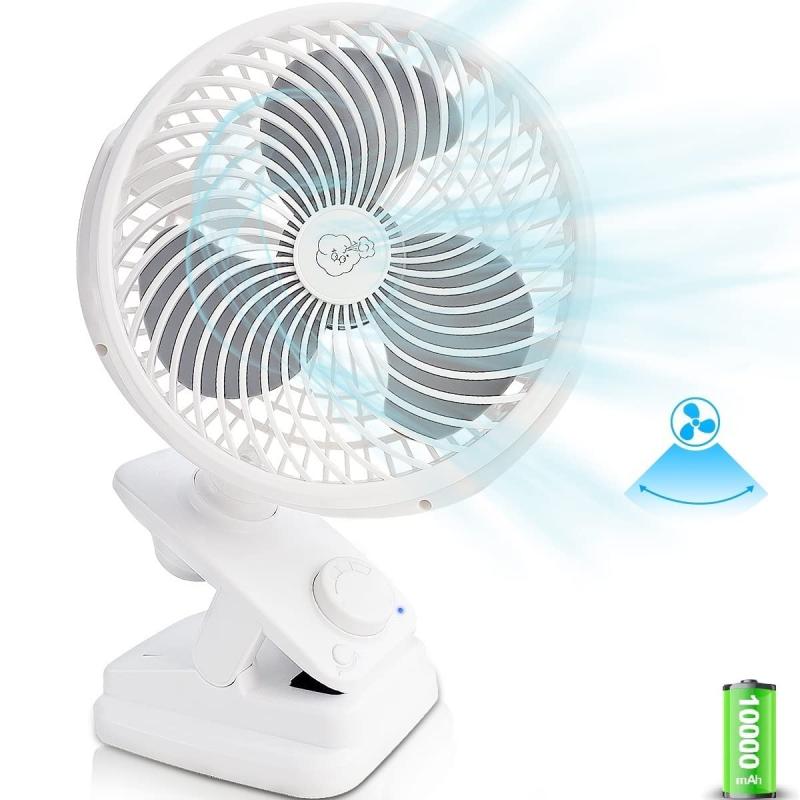 【自動首振り＆10000mAh】 卓上扇風機 充電式 静音 クリップ 小型扇風機 USB 360度角度調整 風量無段階調節 最長107時間連続使用 LEDライト 強風 アロマ対応 オフィス 車 アウトドア 直径16cm