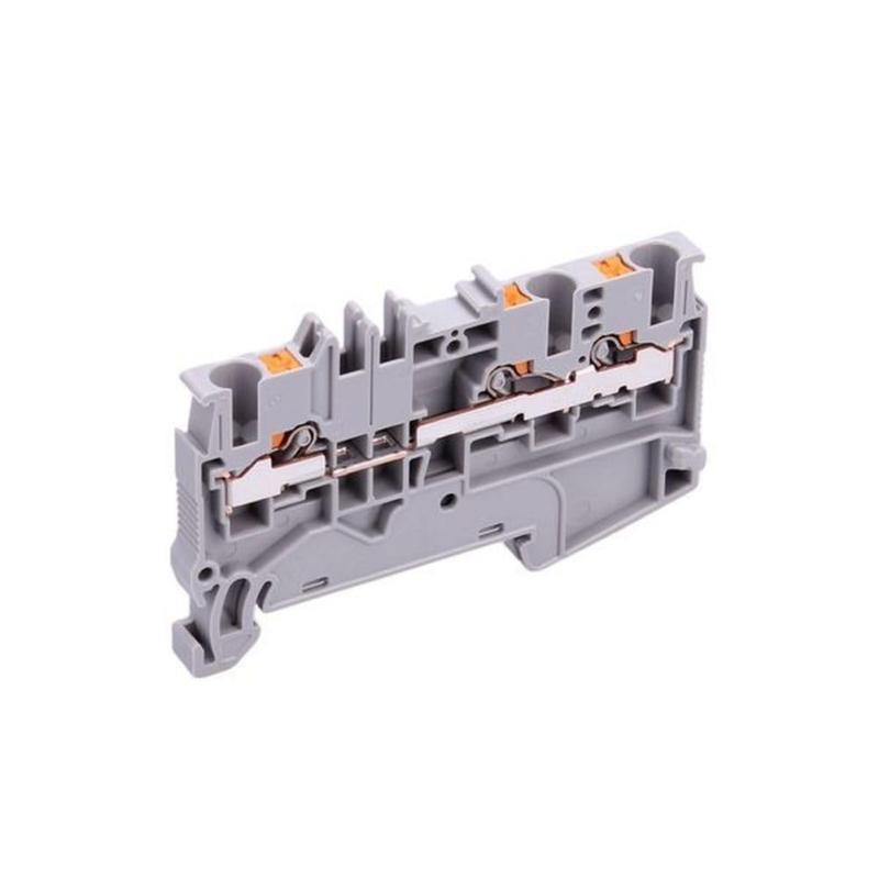 東洋技研 VTXシリーズ レール付型端子台 100個入 VTX-2.5/3-100P●入数(個):100<br>●適合電線サイズ(JIS)(mm2):0.5(6A)、0.75(9A)、1.25(13A)、1.5(17A)、2.5(24A)<br>●電線サイズ(AWG):-<br>●定格絶縁電圧(V):AC・DC800<br>●定格通電電流(A):6A、9A、13A、17A、24A