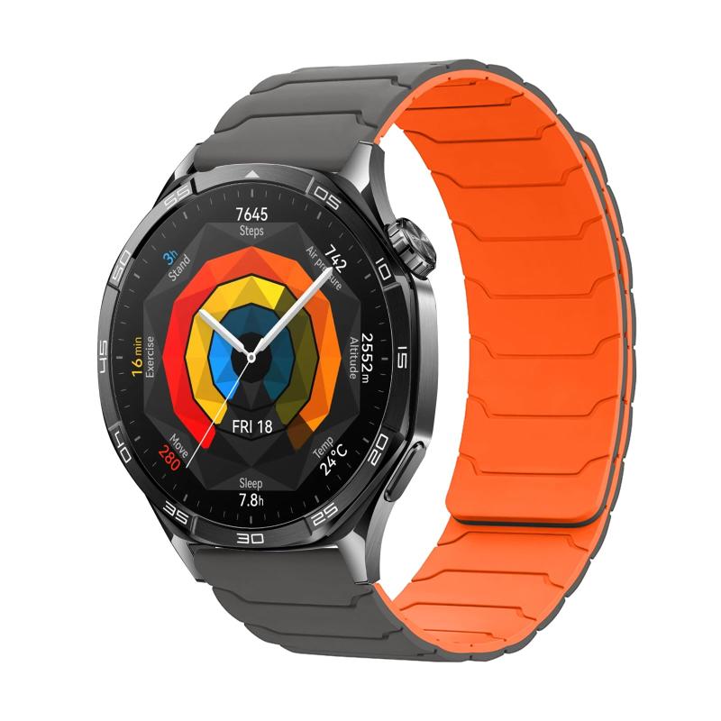 樂天商城 - [Hinnwer] 22mm バンド Huawei Watch GT 6 Pro/GT 6/ GT5 Pro/ GT5/4/3 46mm 用, ファーウェイ バンド 磁気 シリコン スポーツ 時計ベルト 柔らかい 防水 長さ調節 交換ストラップ Huaw
