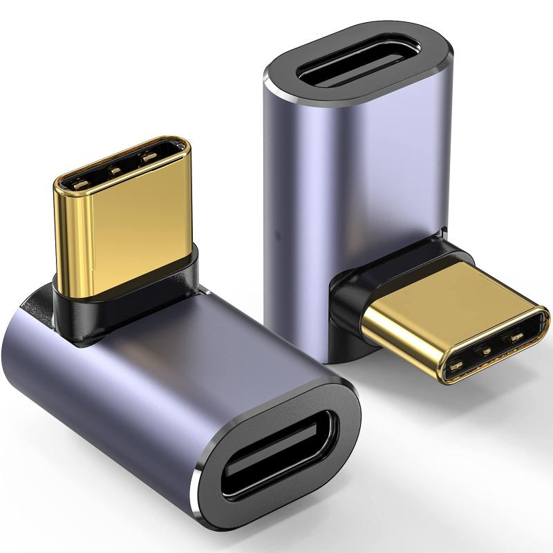 タイプC L字 USB C 変換アダプタ Type Cオスメス 90度 40Gbps高速転送 5A急速充電100W 8K@60Hz映像出力 wuernine
