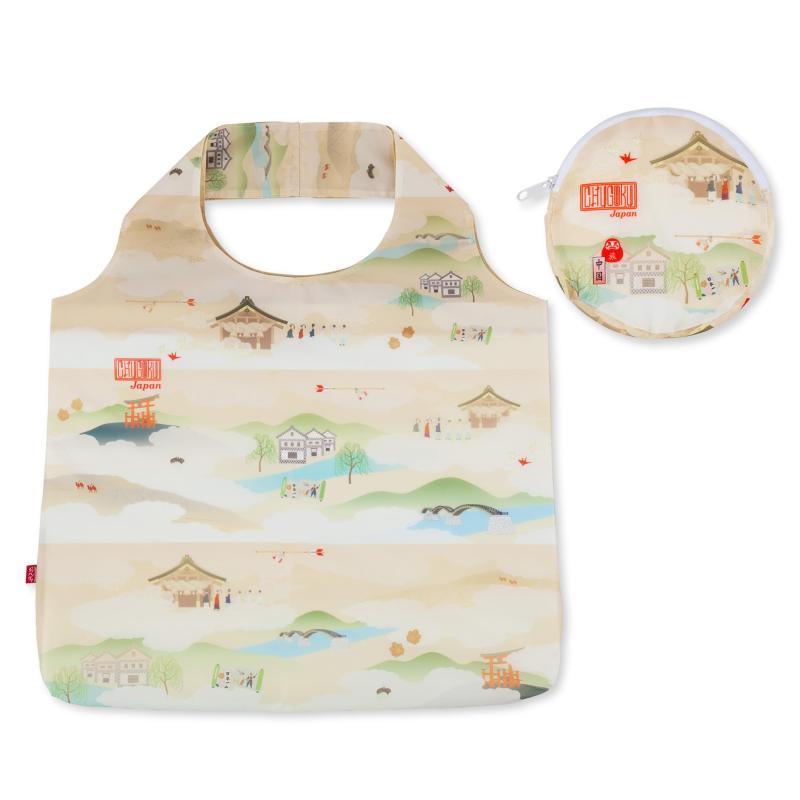 Rakuten - [のレン] エコバッグ 和柄 (ジャパノラマ)/ エコバック 折り畳み 折りたたみ コンパクト/母の日 父の日 敬老の日 誕生日 日本土産 ノベルティー エコバック 和柄