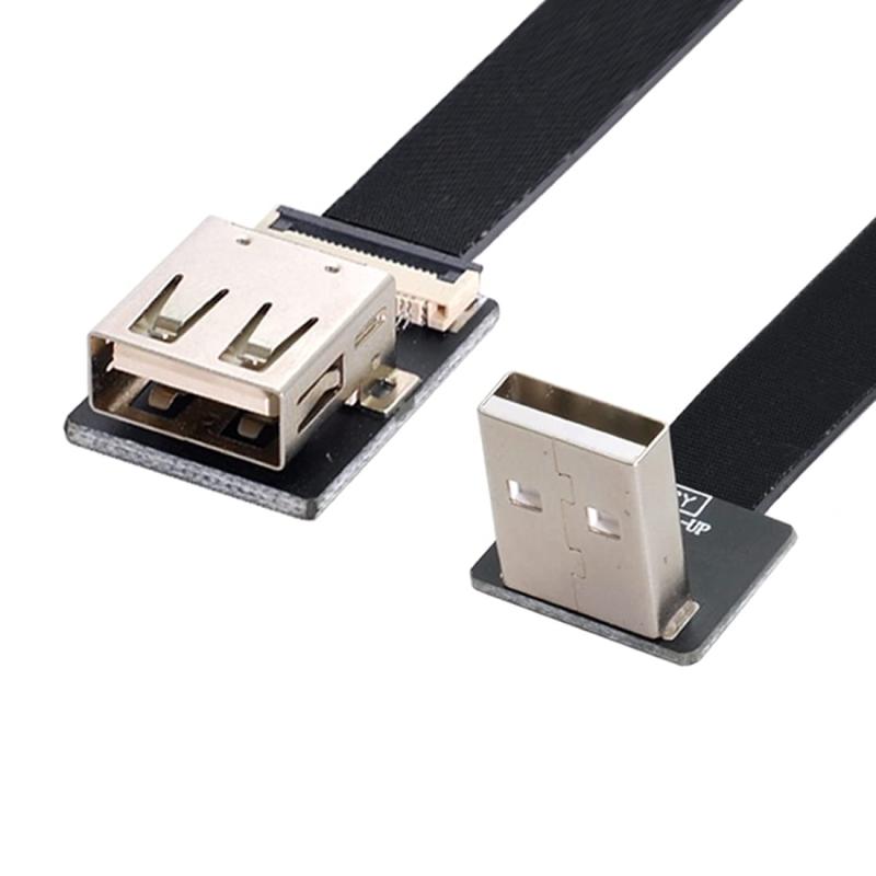 chenyang USB 2.0 フラットケーブル USB 2.0 オス-メス 90度アップアングルデータ転送 充電リボン フレックス延長ケーブルアダプター 0.2M