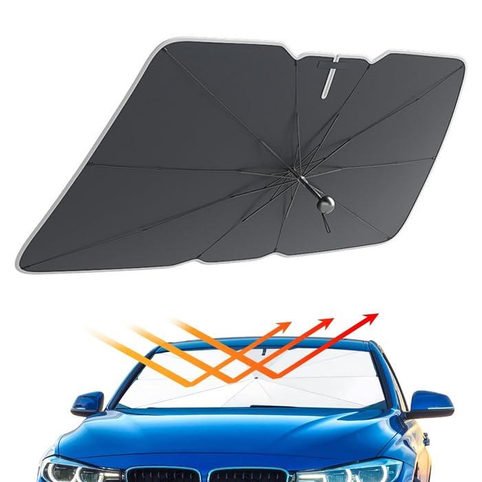 車 サンシェード フロントガラス 車用サンシェード フロント 車内 折り畳み式 傘 折り畳み傘 遮光 カーテン 車内 UVカット 車載 車のサンシェード 便利 仮眠 車中泊 暑さ対策 駐車 アクセサ