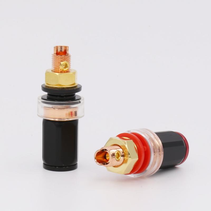 Viborg® 高性能スピーカーターミナル赤銅メッキ バナナプラグ対応4個セット（赤2/黒2個）