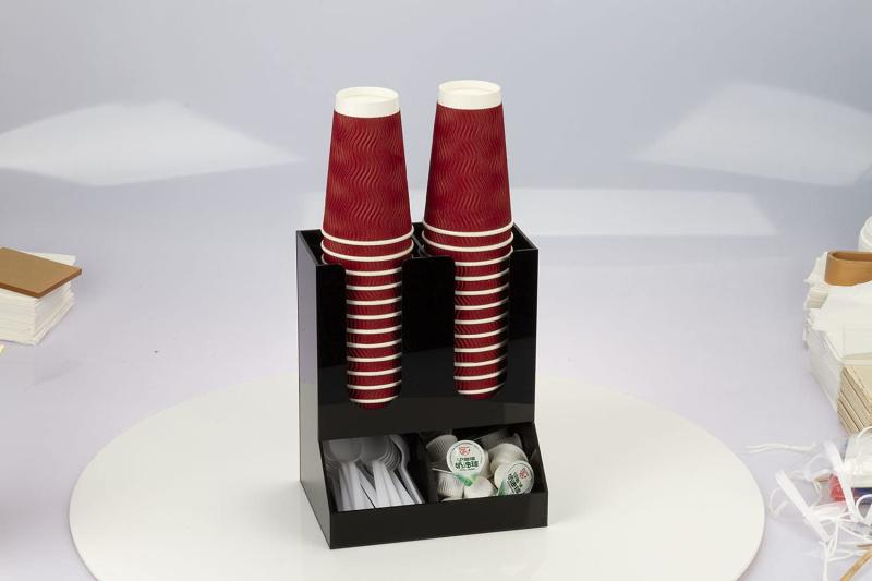 紙コップホルダー カップスタンド コーヒーカップ入れホルダー紙コップホルダー カップスタンド、コーヒーショップなど営業所に使用（2列4セル、アクリル製） maisonclover-10352201 メゾンクローバー サンプル画像3