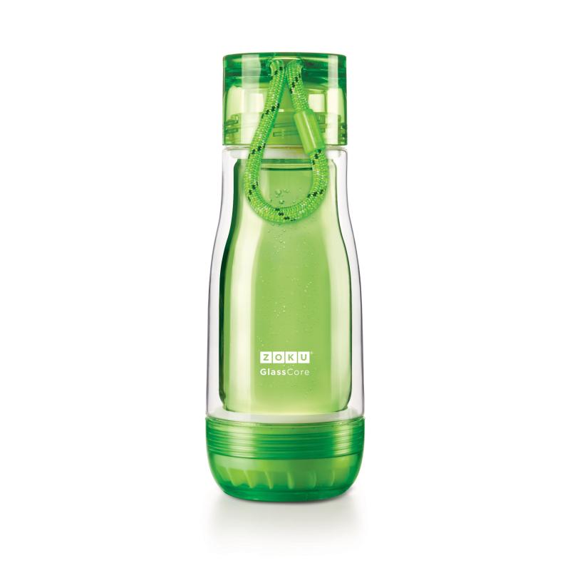 乐天商城 - ZOKU(ゾク) コアボトル 355ml グリーン φ7.7xH21cm カラフル おしゃれ 耐熱 耐久 ガラス ホウケイ酸 衛生的 おいしい 日常 39463