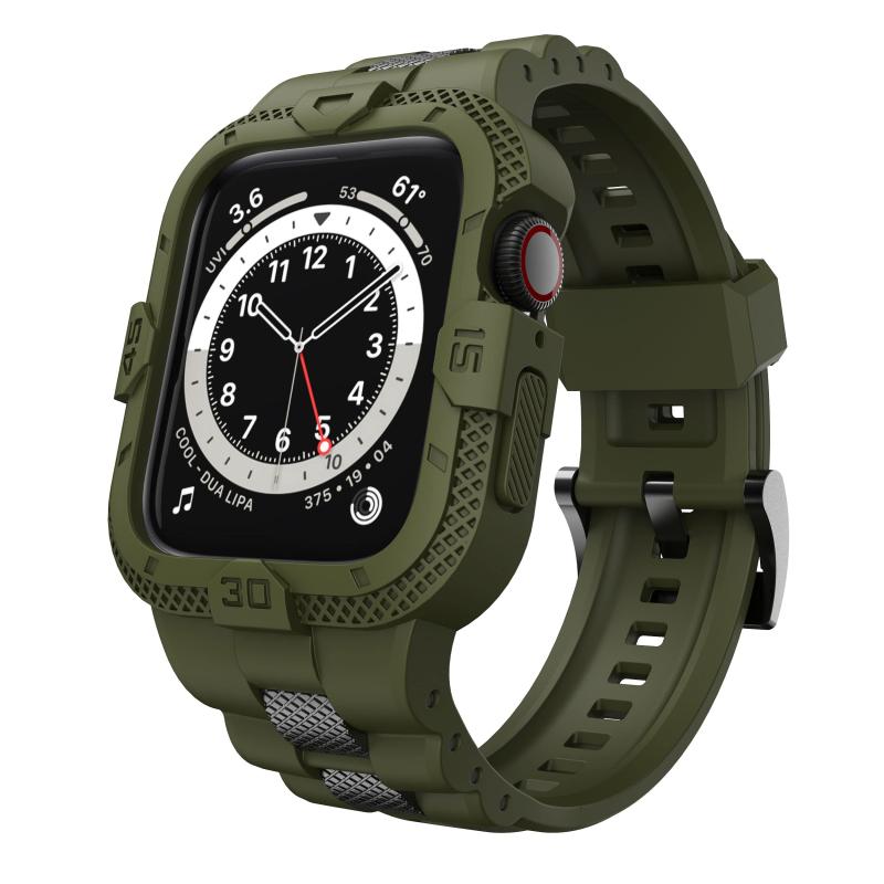 GELISHI Apple Watch用バンド 45mm 44mm 42mm バンパーケース付き メンズ 頑丈なケース TPUスポーツバンド Watch Ultra 49mm/Series 8 7 6 SE 5 4 3用 ミリタリー保護ケース バンド 耐