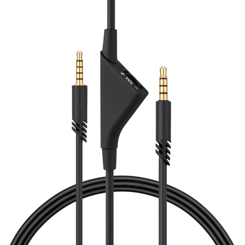 kwmobile Logitech Astro A50 / A40TR / A40 / A30 / A10対応 イヤホンケーブル - 交換ケーブル 200cm 音量調節 3.5mmジャック 黒色