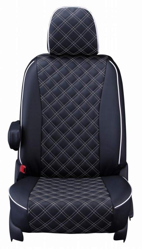 クラッツィオ(Clazzio) 【15EHA2060K】 シートカバー 全席セット N-BOX/N-BOXカスタム JF3 / JF4 R3(2021)/1~R5(2023)/9 キルティング ブラック×ホワイトステッチ EH-2060