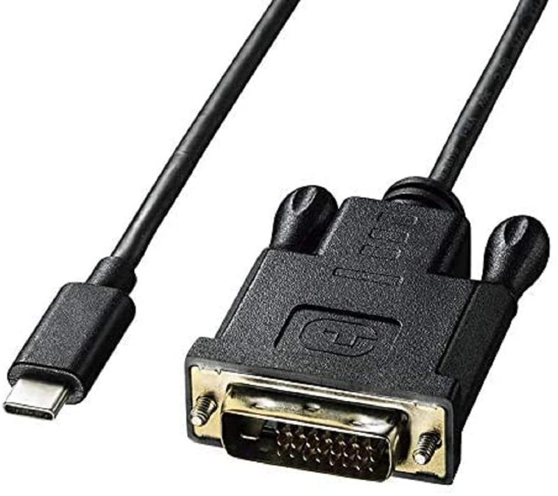 サンワサプライ Type-C-DVI変換ケーブル(USB Type-C オス-DVIオス) ブラック