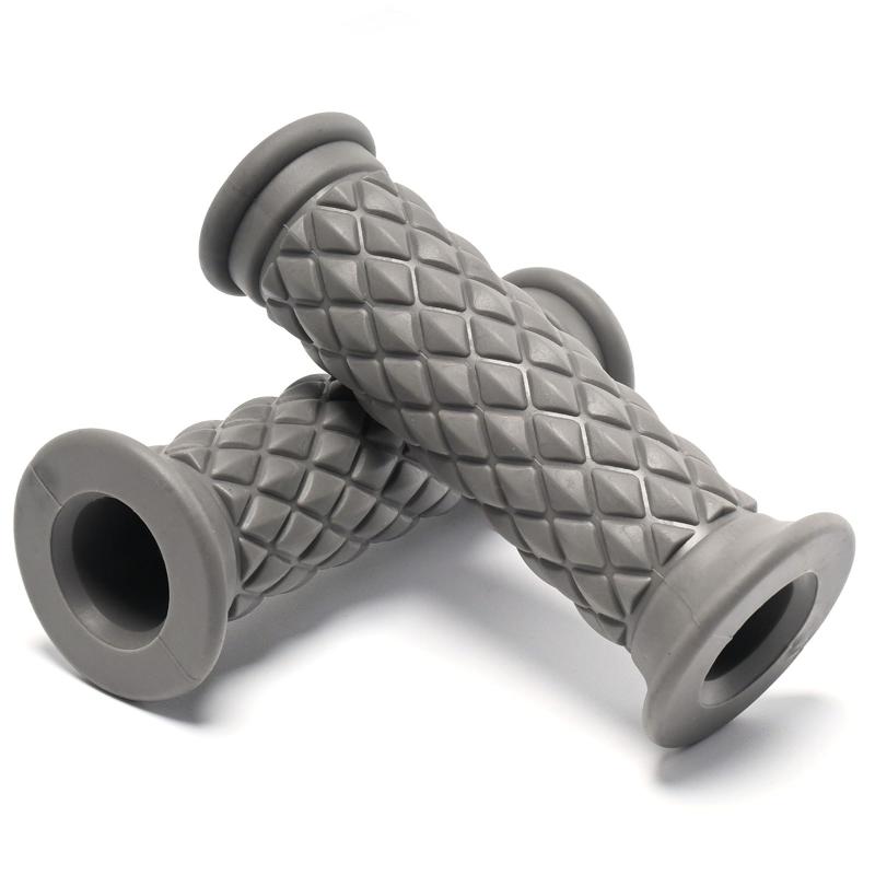 ISEFUJI バイク ハンドルグリップ 22.2mm 汎用 ハンドル 交換 ドレスアップ 部品 ダイヤ パターン 左右 貫通式