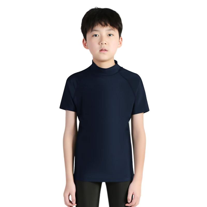 [Guooolex] ラッシュガード キッズ 半袖 ラッシュガードシャツ 水着 ハイネック 冷感 水陸両用 スイムウェア スイムシャツ 男の子 女の子 パワーストレッチ UVカット 日焼け予防 吸汗速乾