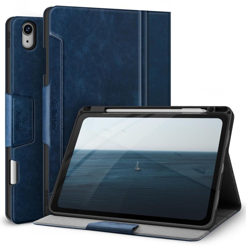 Antbox iPad Air 11 インチ ケース M3 (2025) / M2 (2024) Pencilホルダー iPad Air 第7/6/5/4世代 ケース オートスリープ対応 ひび割れ防止 ソフトPUレザー製 マルチスタンド機能付き